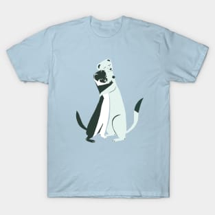 Weasel hugs in blue T-Shirt